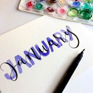 January written in calligraphy